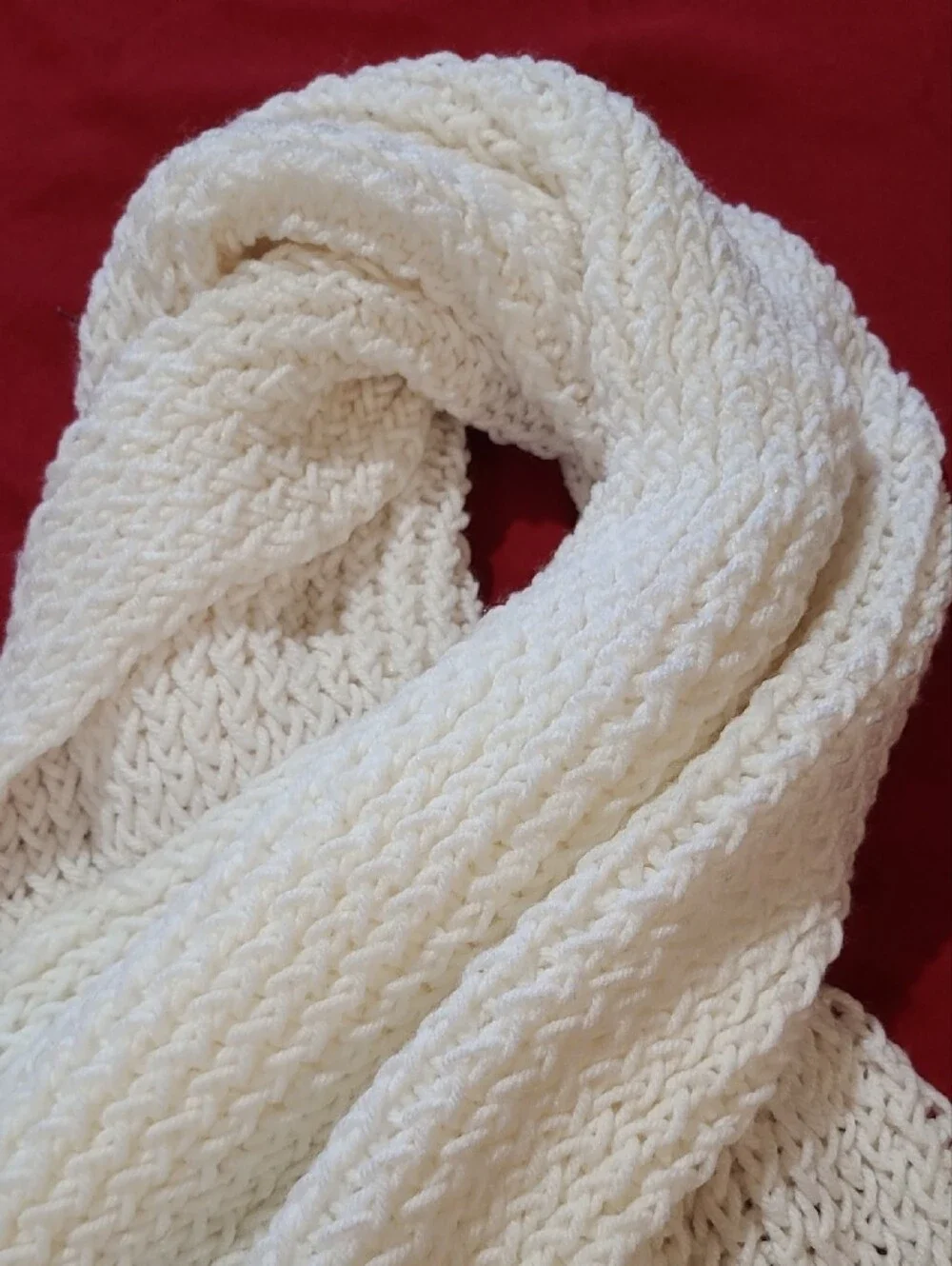 Cream Knit Fringe Scarf - Women's Accessory